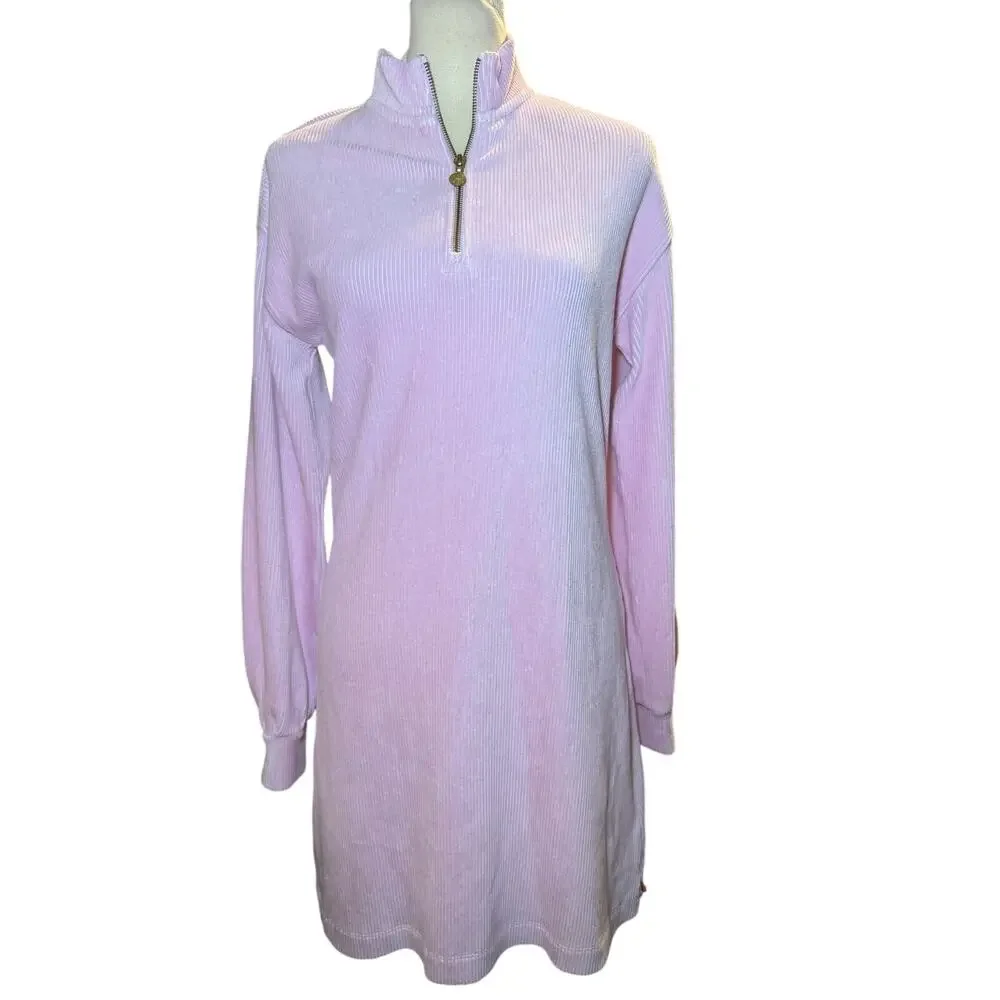Scotch & Soda Amsterdam Ribbed Corduroy Quarter Zip Dress, Pink, Girls Size 16